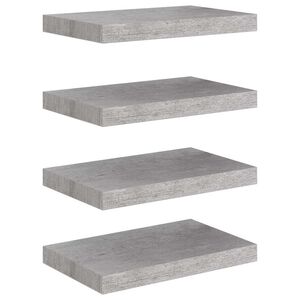 vidaXL Scaffali a Parete 4 pz Grigio Cemento 40x23,5x3,8 cm in MDF