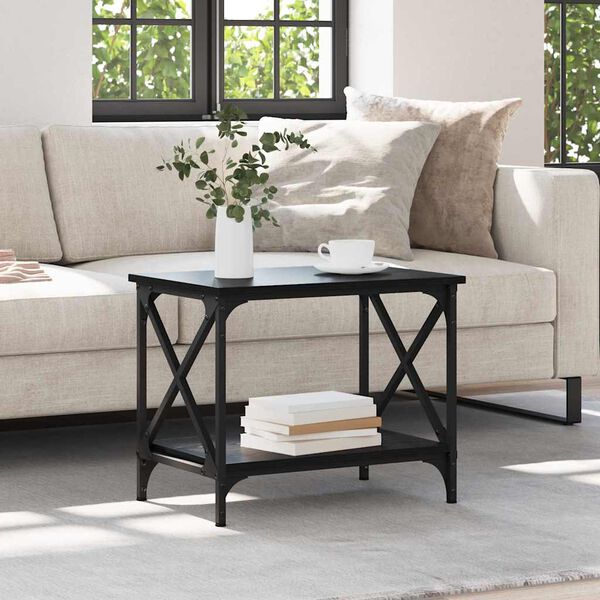 vidaXL Tavolo laterale Rovere Nero 55 x 38 x 45 cm Legno multistrato