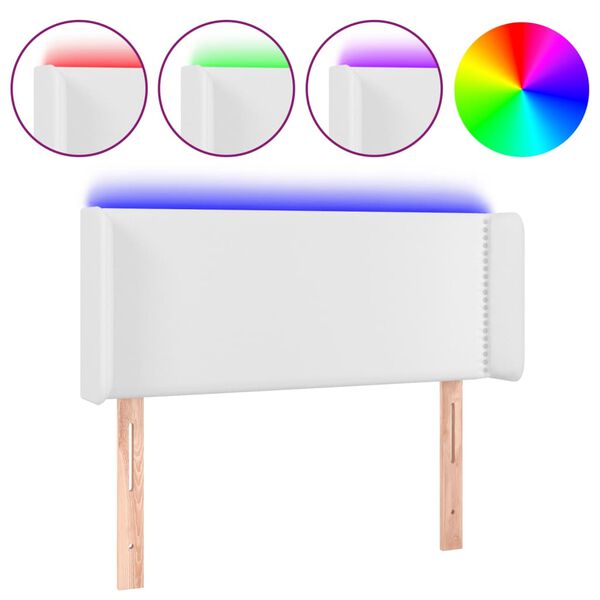 vidaXL Testiera a LED Bianca 93x16x78/88 cm in Similpelle