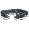vidaXL Set Divano da Giardino 12 pz Nero Alluminio