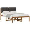 vidaXL Letto con Testiera Rivestita Naturale e Grigio Scuro