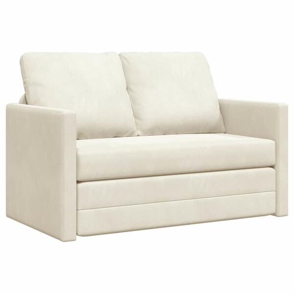 vidaXL Divano letto 122cm Crema Velluto