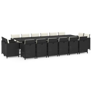 vidaXL Set da Pranzo per Giardino 17 pz con Cuscini in Polyrattan Nero
