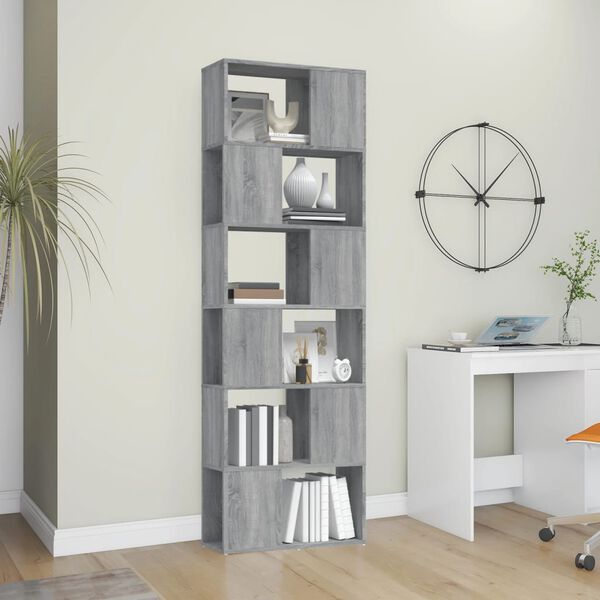 vidaXL Libreria/Divisorio Grigio Sonoma 60x24x186 cm