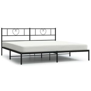 vidaXL Giroletto con Testiera in Metallo Nero 200x200 cm