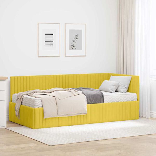 vidaXL Struttura Letto Angolare con Materasso 2 pcs Giallo Velluto
