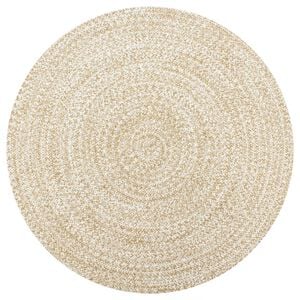 vidaXL Tappeto Artigianale in Juta Bianco e Naturale 90 cm