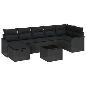 vidaXL Set di divani 8 pz 7-Numero di posti Nero polyrattan