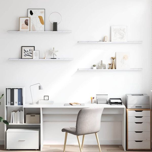 vidaXL Scaffale da parete 4 pcs Marmo Bianco 115 x 9 x 3 cm