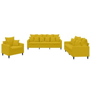 vidaXL Set di Divani 3 pz con Cuscini giallo in Velluto