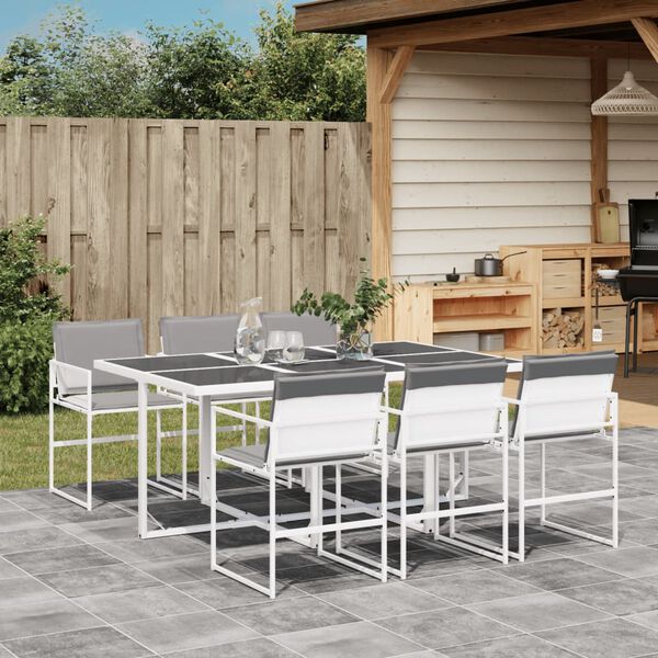 vidaXL Set da Pranzo da Giardino 7 pz con Cuscini Bianco in Textilene