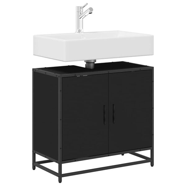 vidaXL Mobile Lavabo da Bagno Nero 65x33x60 cm in Legno Multistrato