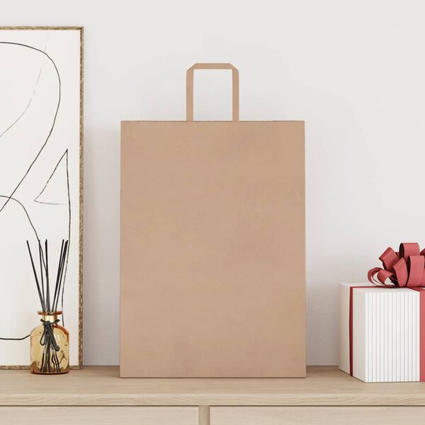 vidaXL Sacchetti di Carta 250 pz con Manici Marrone 32x17x44 cm