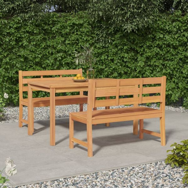 vidaXL Set da Pranzo per Giardino 3 pz in Legno Massello di Teak