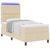 vidaXL Letto a molle con materasso con led Crema 100 x 200 cm Tessuto