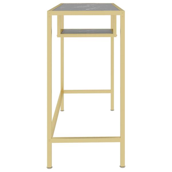 vidaXL Scrivania per Computer Marmo Nero 100x36x74 cm Vetro Temperato