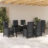 vidaXL Set da Pranzo per Giardino con cuscino 7 pcs Nero polyrattan