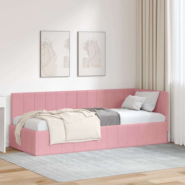 vidaXL Cornice del letto ad angolo Rosa 80 cm x 200 cm Velluto