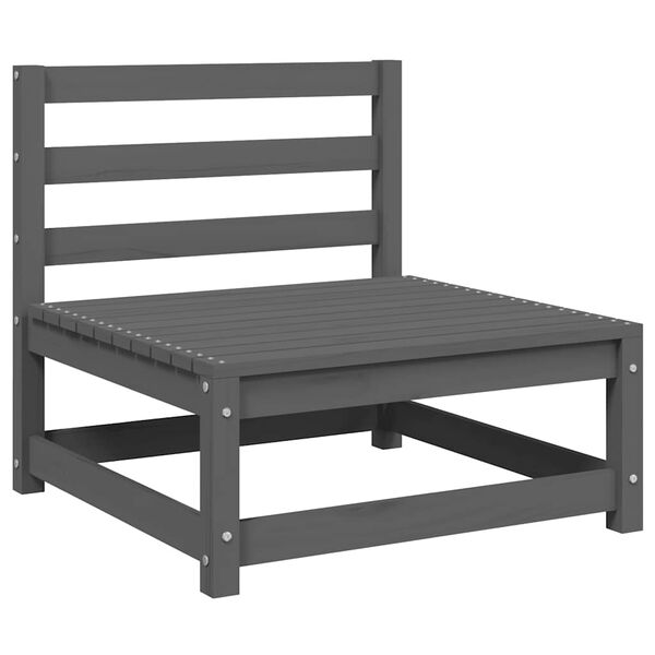 vidaXL Set Divani da Giardino 3 pz Grigio in Legno Massello di Pino