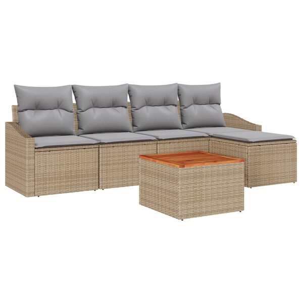 vidaXL Set Divano da Giardino 6 pcs Beige e Grigio Chiaro polyrattan