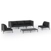 vidaXL Divani da Giardino 6 pz con Cuscini in Polyrattan Grigio Scuro