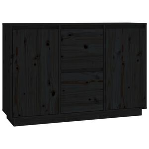 vidaXL Credenza Nera 111x34x75 cm in Legno Massello di Pino