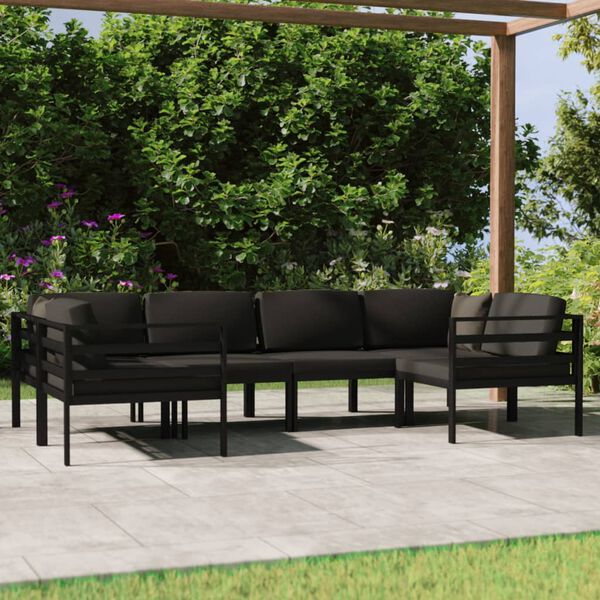 vidaXL Set Divani da Giardino 6 pz con Cuscini in Alluminio Antracite