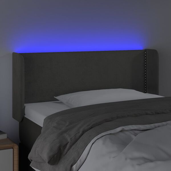 vidaXL Testiera a LED Grigio Scuro 103x16x78/88 cm in Velluto