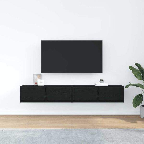 vidaXL Mobili TV 2 pz Rovere Nero 80x31x25,5 cm in Legno Multistrato