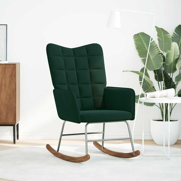 vidaXL Sedia da Pranzo Verde Scuro in Velluto