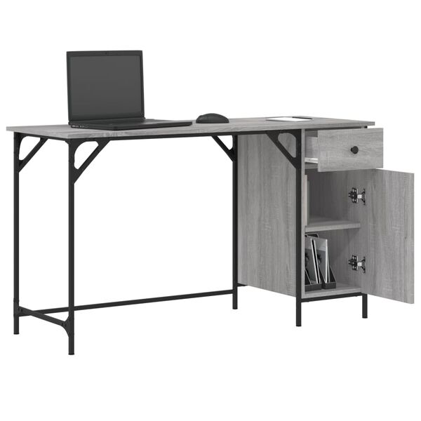 vidaXL Scrivania Computer Grigio Sonoma 131x48x75 cm Legno Multistrato
