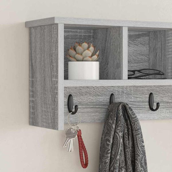 vidaXL Appendiabiti a muro Grigio sonoma 75 x 16 x 26 cm