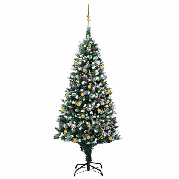 vidaXL Albero di Natale Artificiale con LED e Set di Palline e Pigne 240 cm