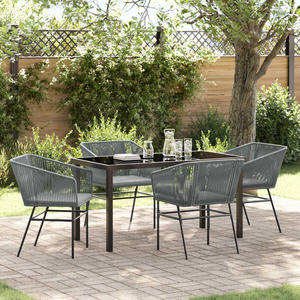 vidaXL Set da Pranzo per Giardino con cuscino 5 pcs Grigio