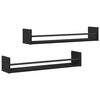 vidaXL Scaffale da parete A parete 2 pz Rovere Nero 80 x 16 x 14 cm