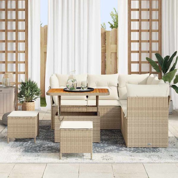 vidaXL Set Divano da Giardino 8 pcs Beige polyrattan