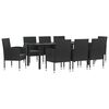 vidaXL Set da Pranzo da Giardino 9 pz Nero in Polyrattan e Acciaio