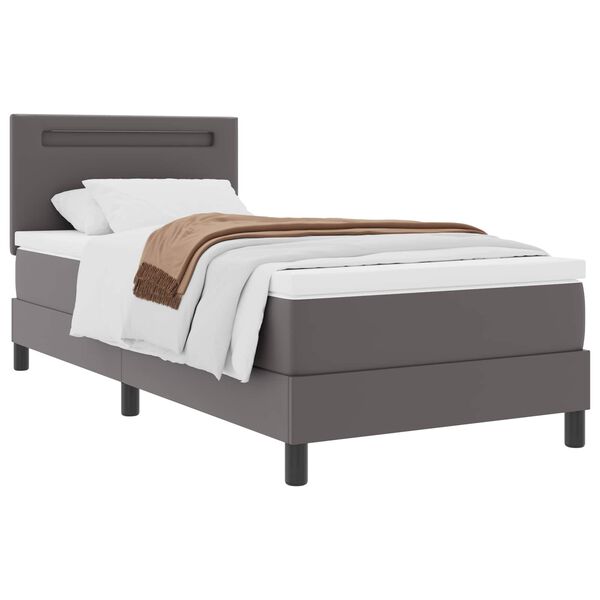 vidaXL Letto a molle con materasso Grigio 100 x 200 cm Pelle sintetica
