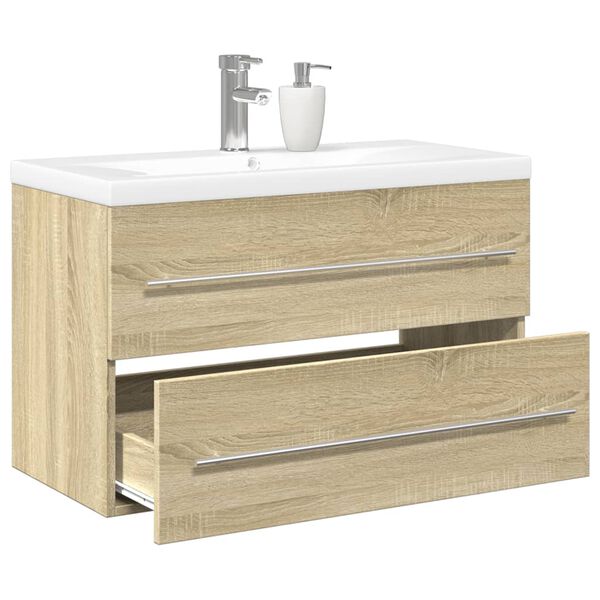 vidaXL Set Mobili da Bagno 2 pz Rovere Sonoma in Legno Multistrato