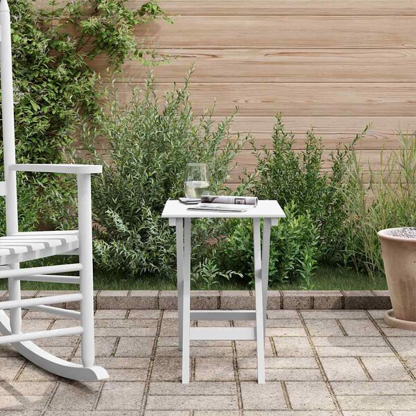 vidaXL Tavolino Laterale Pieghevole Bianco in Legno Massello di Pioppo