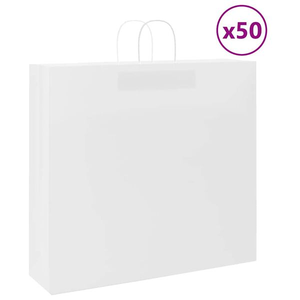 vidaXL Sacchetti di Carta 50 pz con Manici Bianchi 54x15x49 cm