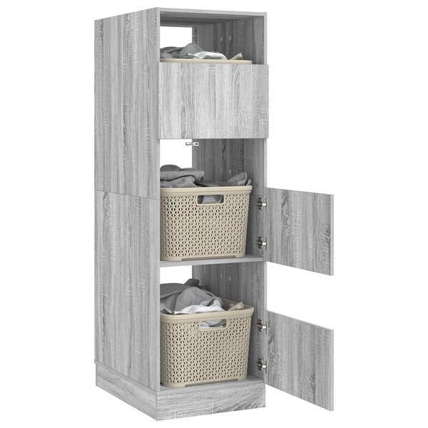 vidaXL Mobile da lavanderia con porta Grigio Sonoma 50 x 68 x 162 cm