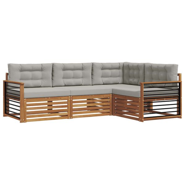 vidaXL Set di divani da esterno 4 pcs Grigio Naturale e Chiaro