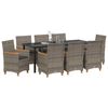 vidaXL Set da Pranzo per Giardino 9 pcs Grigio polyrattan