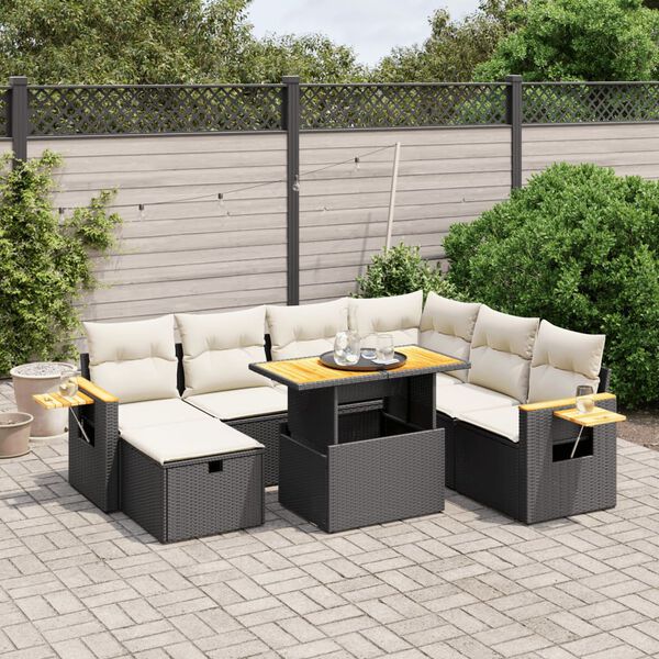 vidaXL Set Divani da Giardino con Cuscini 8 pz Nero in Polyrattan
