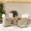 vidaXL Set da Pranzo da Giardino 5 pz con Cuscini Beige in Polyrattan