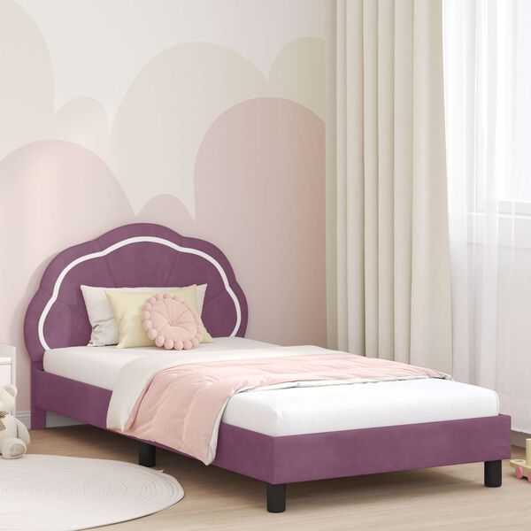 vidaXL Struttura letto bambini con testata Viola 90 x 200 cm Velluto