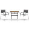 vidaXL Set da Pranzo per Esterni 3 pz in Polyrattan Grigio