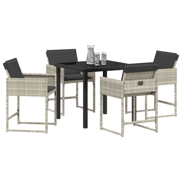 vidaXL Set da Pranzo per Giardino 5 pcs Grigio chiaro polyrattan