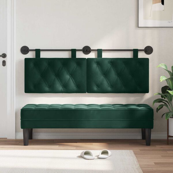 vidaXL Testata appesa Verde Scuro 150 x 55 x 7 cm Velluto